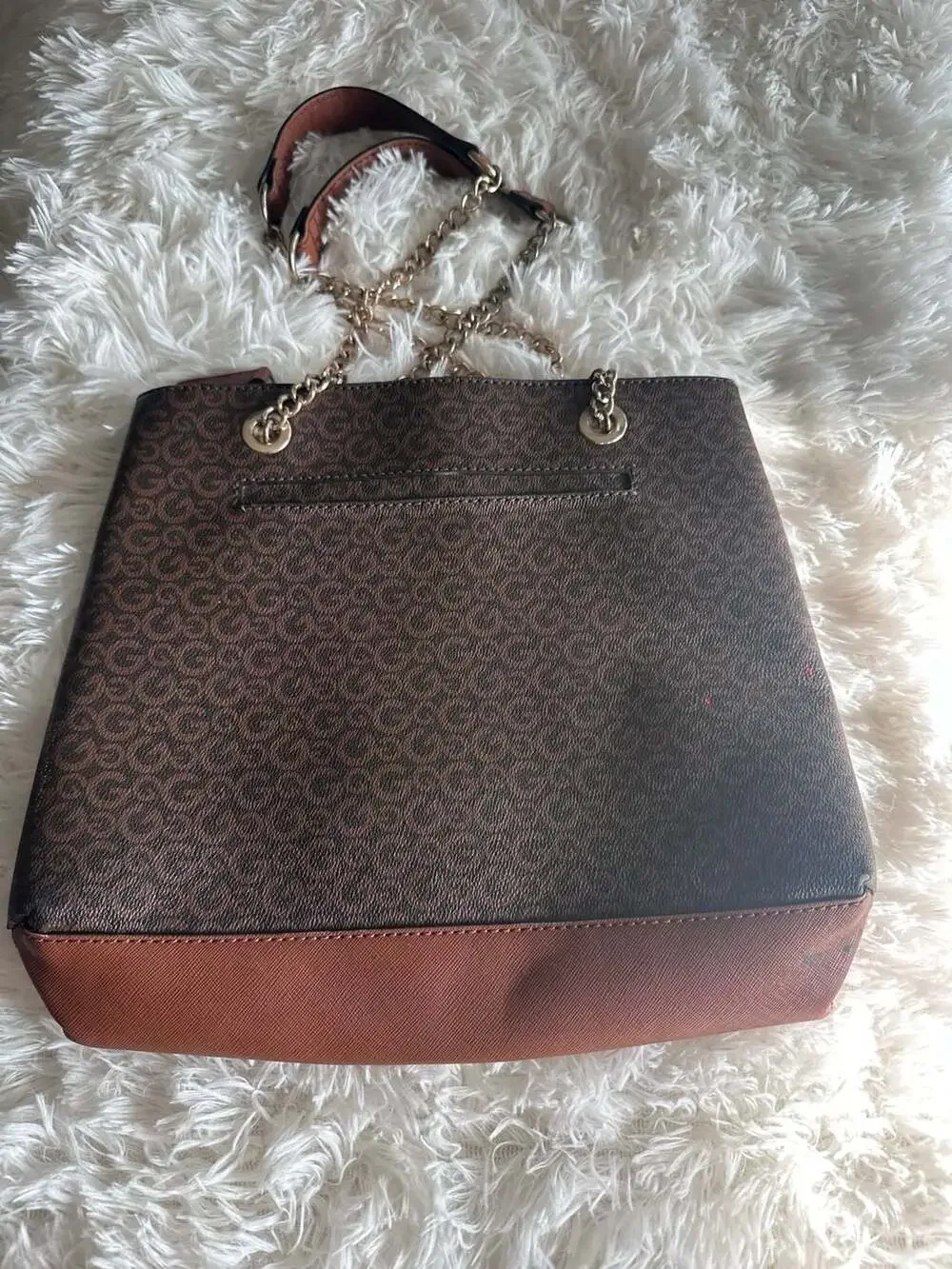 GBG Los Angeles Monogram Tote Satchel with Chain Handles